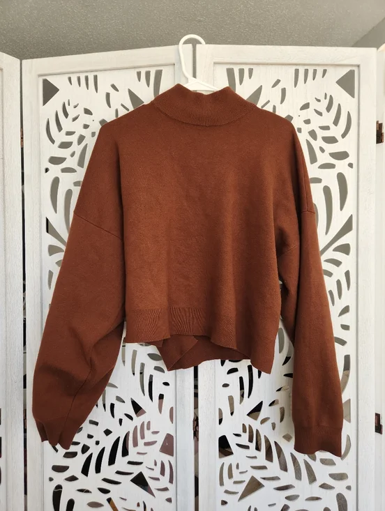 Frank & Oak Cropped Mock Neck Sweater - Picture 1 of 7